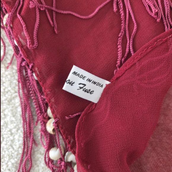 Sea shell maroon sarong/beach cover up - Picture 5 of 6